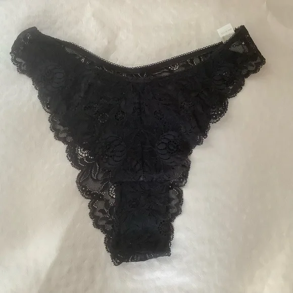 Vtg 80s Victoria’s Secret lingerie set of 2 strappy bralette and panties black